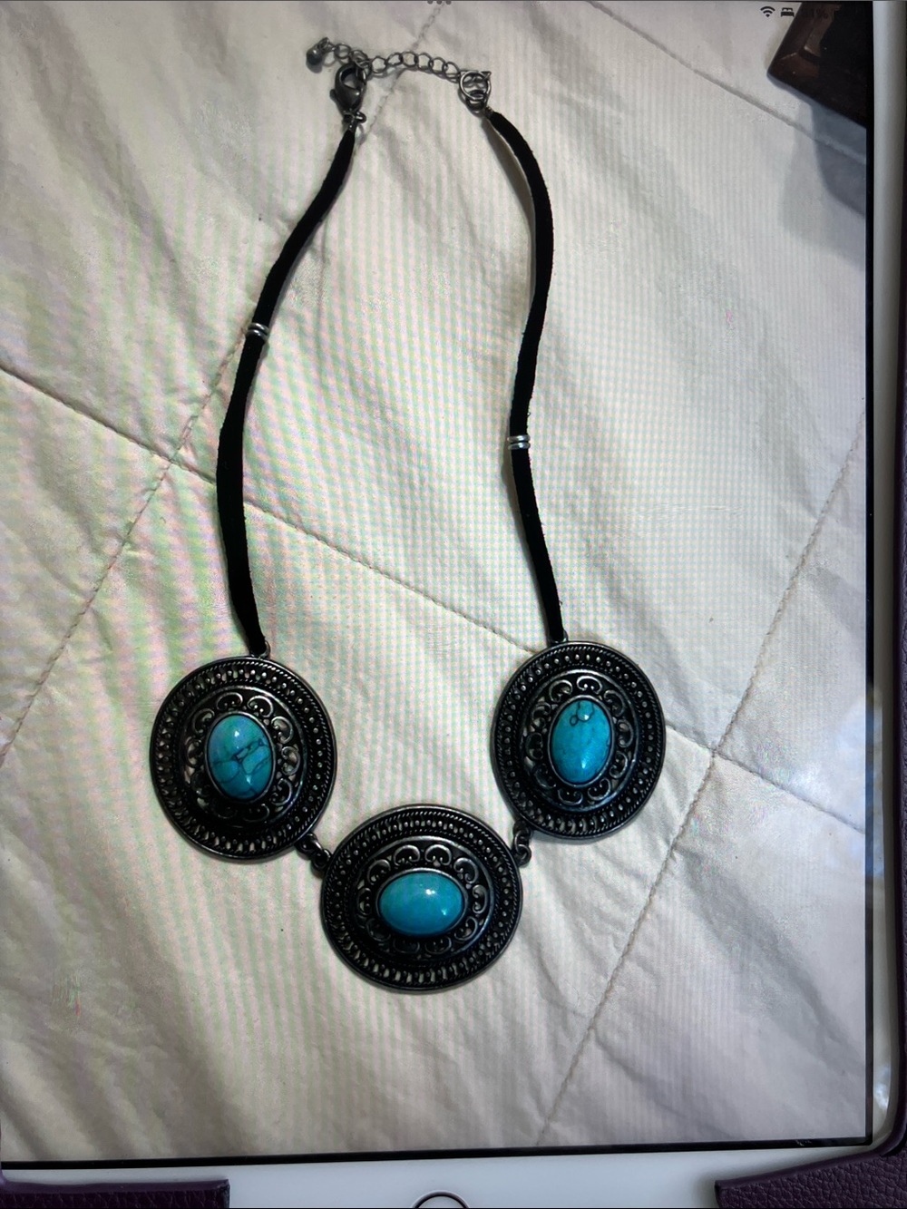Bohemian Turquoise Statement Necklace - Women Jewelry leather cord